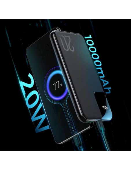 Powerbank 10000mAh 20W greitas įkrovimas 2xUSB 1xUSB-C juodas