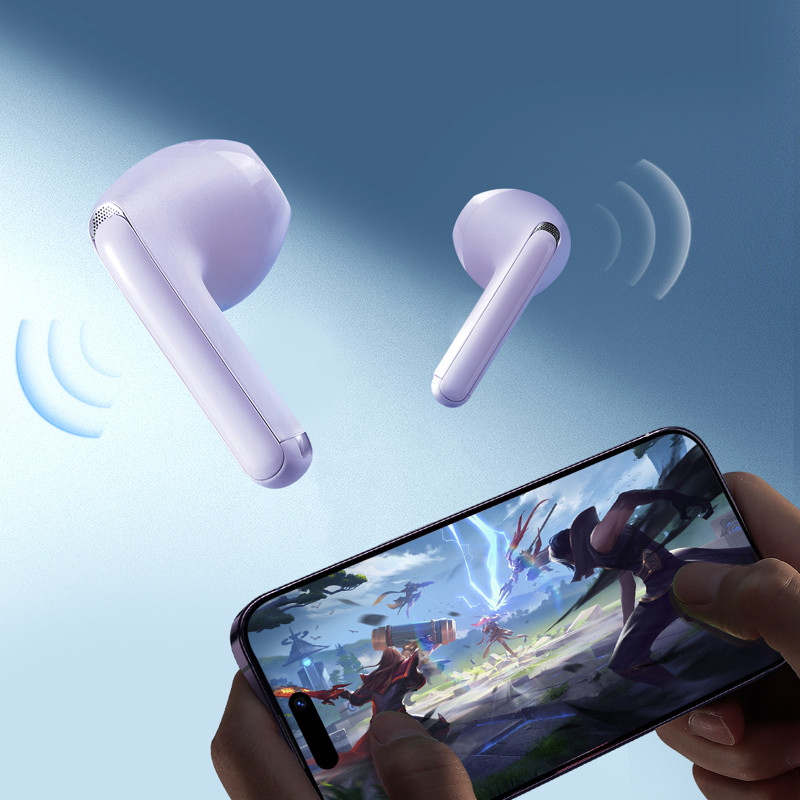 TWS Funpods Series JR-FB1 Bluetooth 5.3 belaidės ausinės, violetinės spalvos