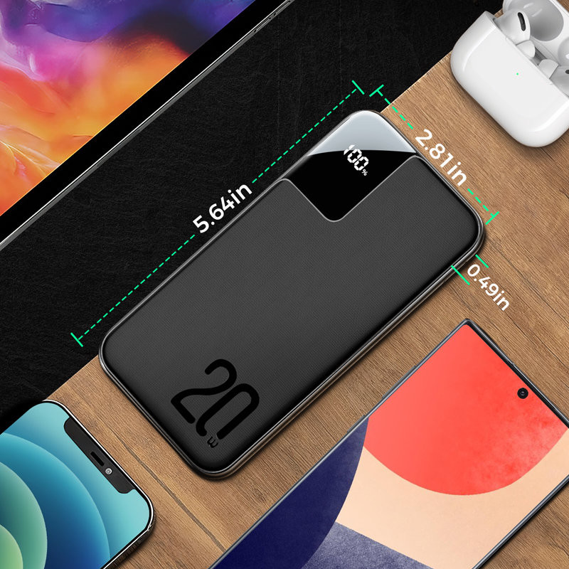 Powerbank 10000mAh 20W greitas įkrovimas 2xUSB 1xUSB-C juodas