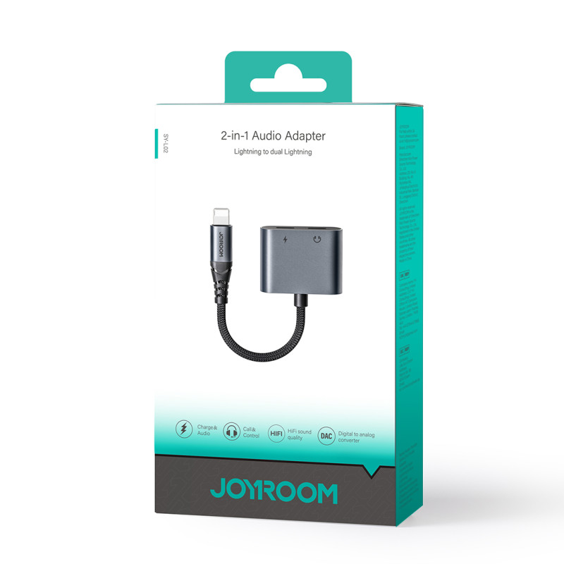 2in1 Adapterio adapteris iPhone pakrovėjui + Lightning ausinės / 2x Lightning black