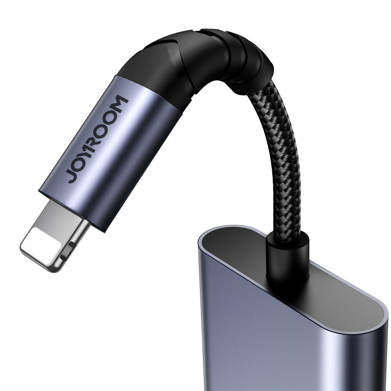 2in1 Adapterio adapteris iPhone pakrovėjui + Lightning ausinės / 2x Lightning black