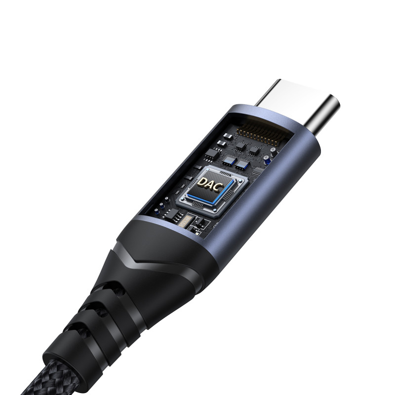 DAC USB-C iki 3,5 mm mini lizdo adapteris, juodas
