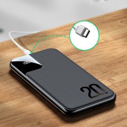 Powerbank 10000mAh 20W greitas įkrovimas 2xUSB 1xUSB-C juodas