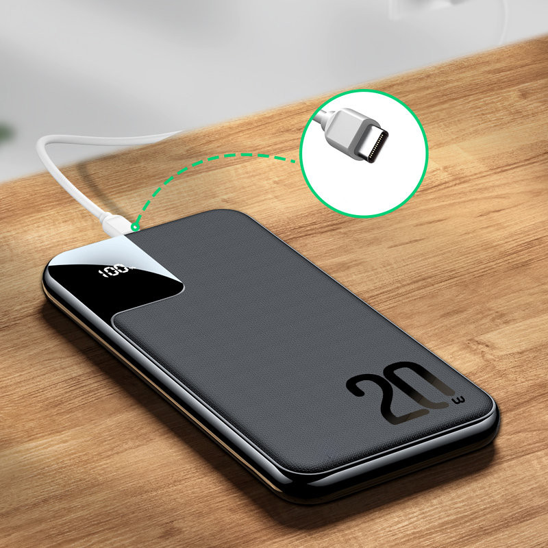 Powerbank 10000mAh 20W greitas įkrovimas 2xUSB 1xUSB-C juodas