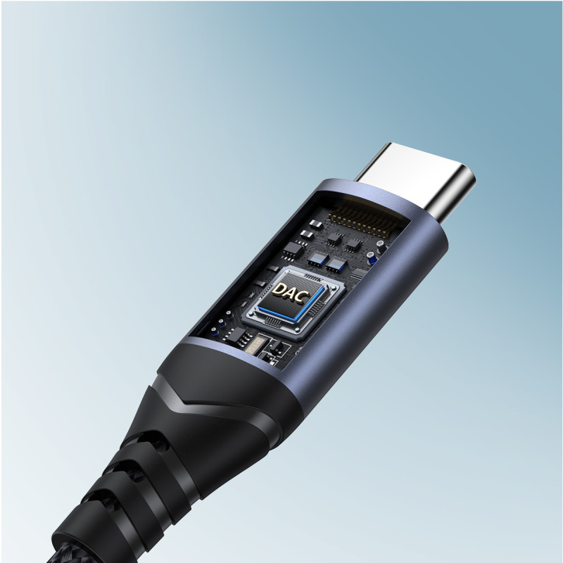 DAC USB-C iki 3,5 mm mini lizdo adapteris, juodas