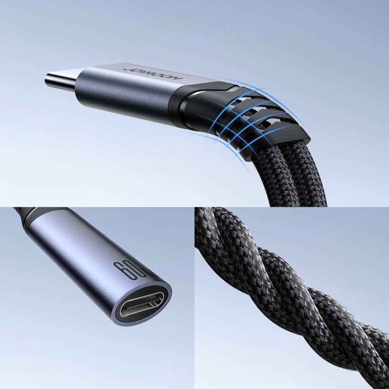 
2in1 Adapteris, įkroviklis + ausinės USB-C iki 2x USB-C juodos spalvos
