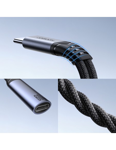 
2in1 Adapteris, įkroviklis + ausinės USB-C iki 2x USB-C juodos spalvos
