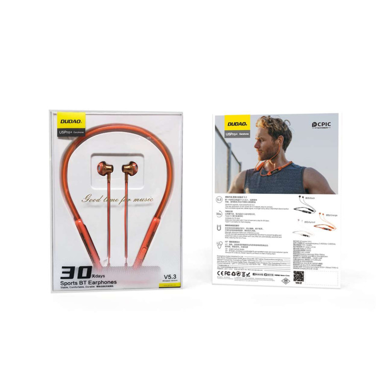 Dudao U5Pro+ Bluetooth 5.3 belaidės ausinės, oranžinės spalvos