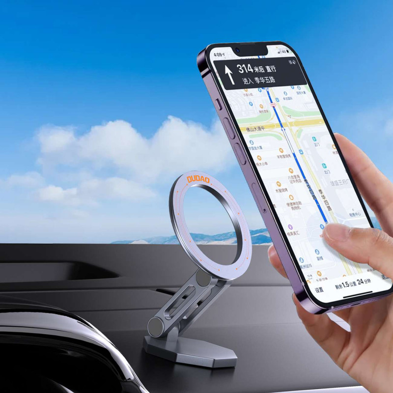 F17+ magnetinis automobilinio telefono laikiklis prietaisų skydelyje, pilkas
