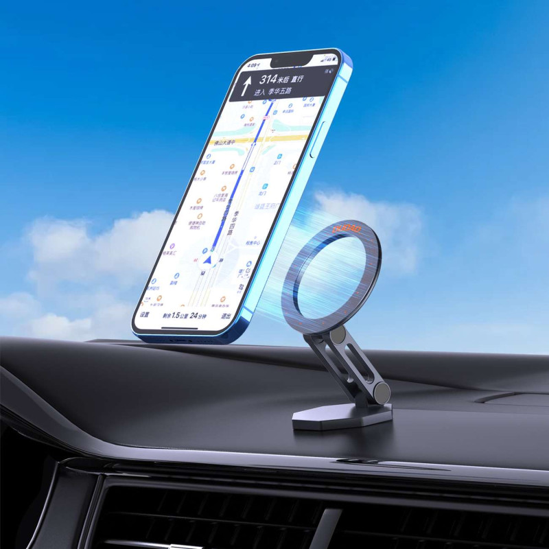 F17+ magnetinis automobilinio telefono laikiklis prietaisų skydelyje, pilkas