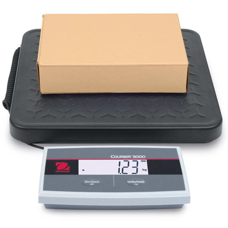 OHAUS COURIER 3000 LCD pašto platforminės svarstyklės siuntiniams 33x32cm 200Kg / 100g