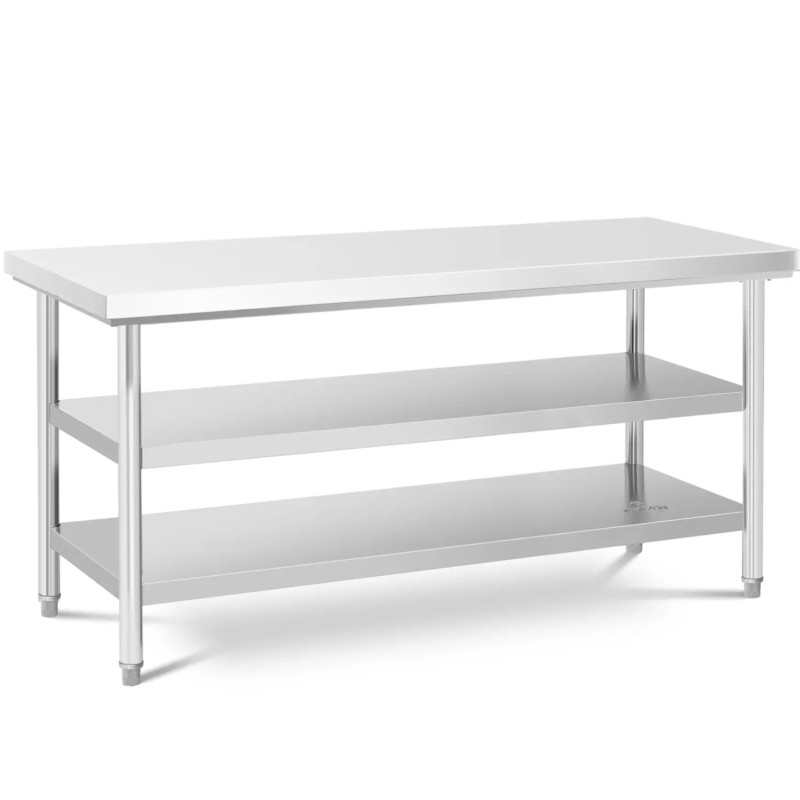 Stalas, centrinis plieninis stalviršis, 2 lentynos, 180 x 70 cm, iki 600 kg