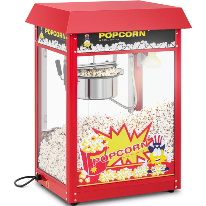 Retro kukurūzų spragėsių aparatas TEFLON 1600 W 5-6 kg/ h - raudonas