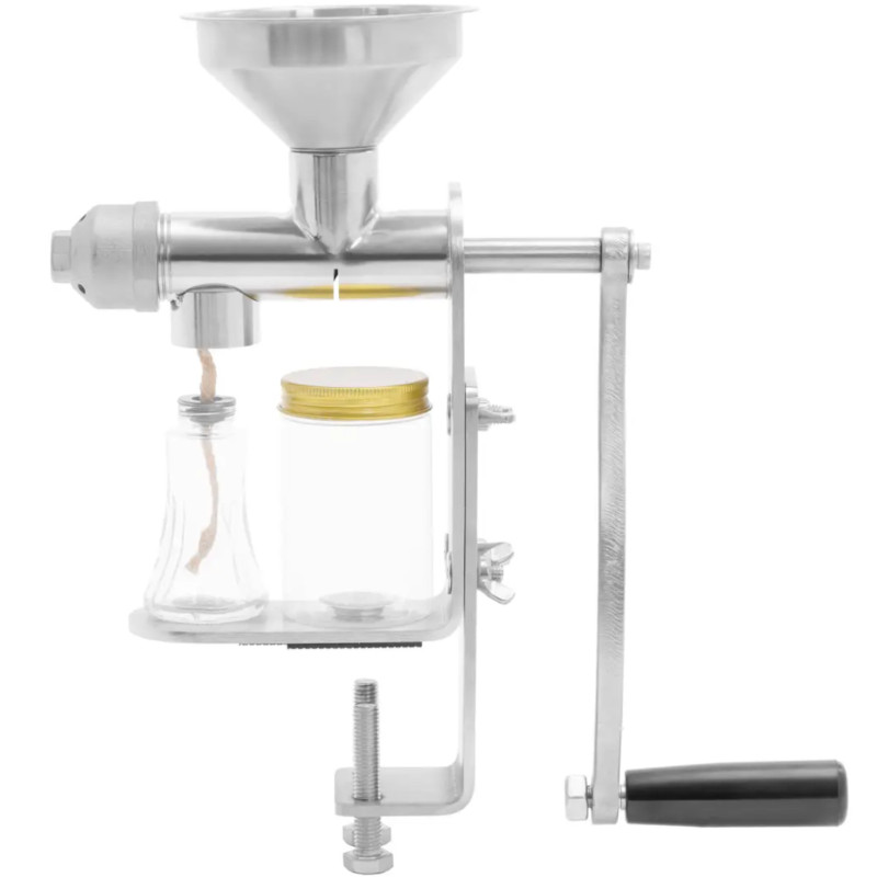 
Plieninis rankinis presas, skirtas aliejaus išspaudimui iš javų ir sėklų
