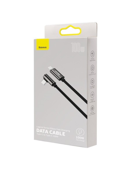 Legendinis kampinis laidas greitas įkrovimas USB-C USB-C 100W 5A 1m juodas Legendinis kampinis laidas greitas įkrovimas USB-C USB-C 100W 5A 1m juodas
