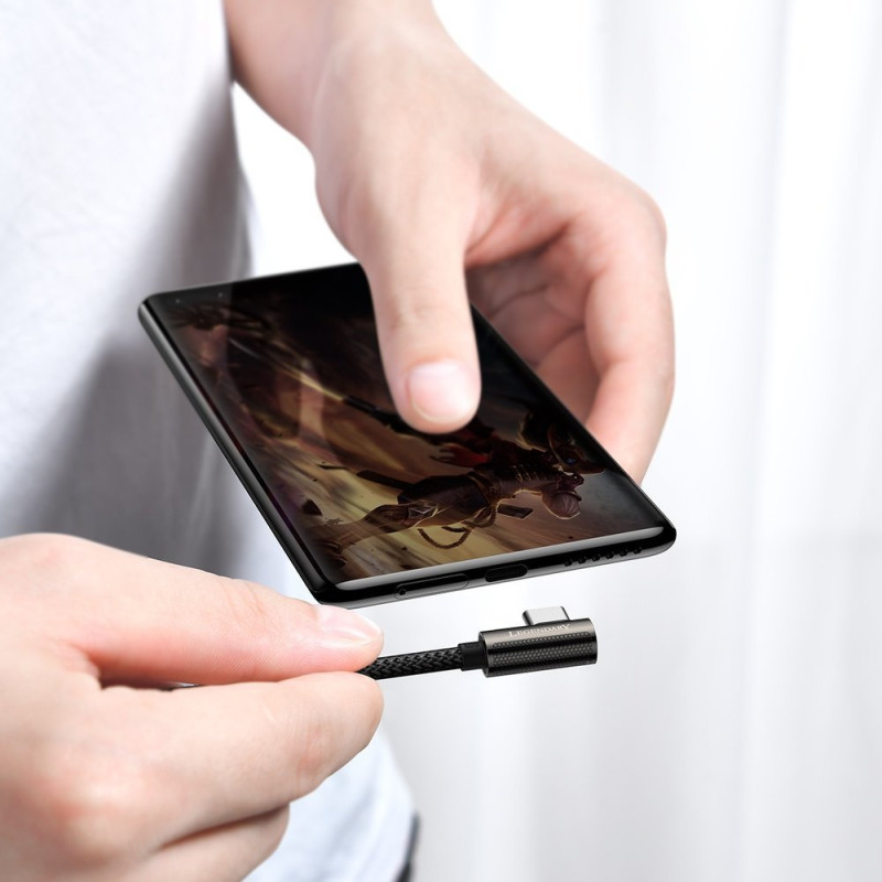 Legendinis kampinis laidas greitas įkrovimas USB-C USB-C 100W 5A 1m juodas
