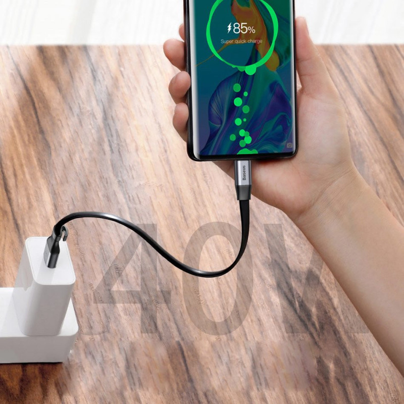 Paprastas plokščias kabelis USB laidas USB-C 5A...