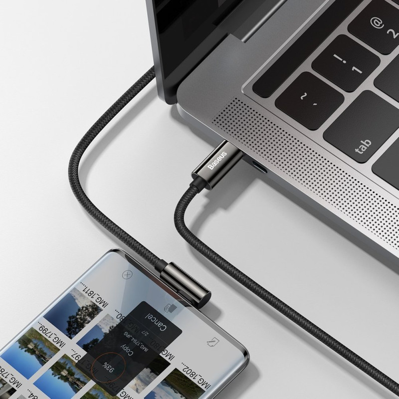 Legendinis kampinis laidas greitas įkrovimas USB-C USB-C 100W 5A 1m juodas