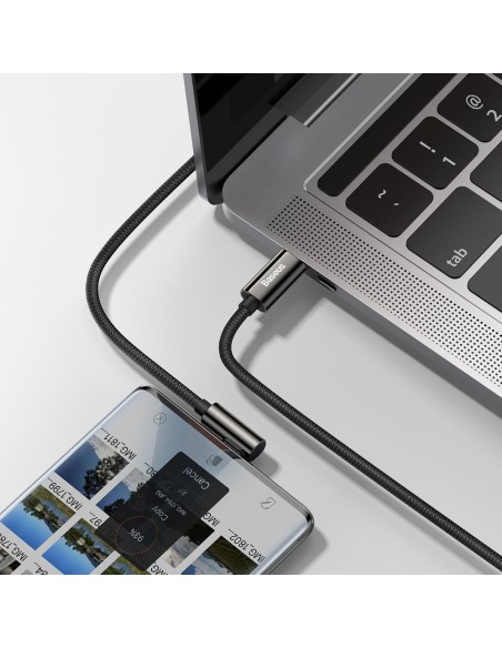 Legendinis kampinis laidas greitas įkrovimas USB-C USB-C 100W 5A 1m juodas Legendinis kampinis laidas greitas įkrovimas USB-C USB-C 100W 5A 1m juodas