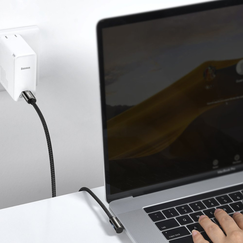 Legendinis kampinis laidas greitas įkrovimas USB-C USB-C 100W 5A 1m juodas