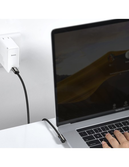 Legendinis kampinis laidas greitas įkrovimas USB-C USB-C 100W 5A 1m juodas Legendinis kampinis laidas greitas įkrovimas USB-C USB-C 100W 5A 1m juodas