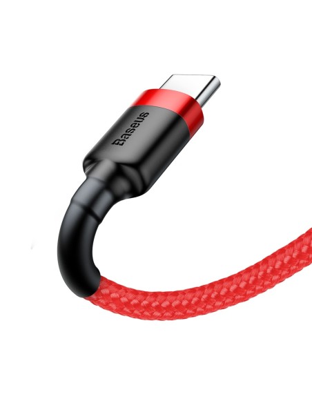 Patvarus lankstus laidas USB laidas USB-C QC3.0 2A 2M raudonas