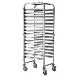 Plieninis vežimėlis padėklų, metalo lakštų, konteinerių transportavimui 15 x GN1/1 - Hendi 810613