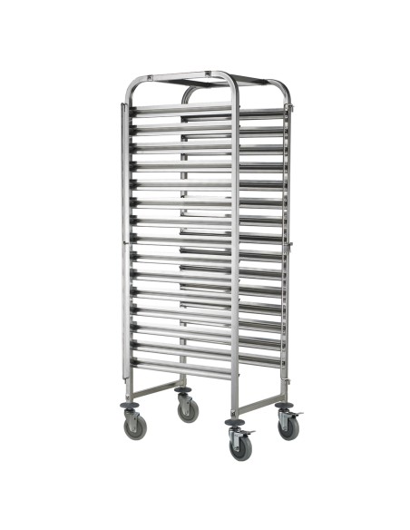 Plieninis vežimėlis padėklų, metalo lakštų, konteinerių transportavimui 15 x GN1/1 - Hendi 810613