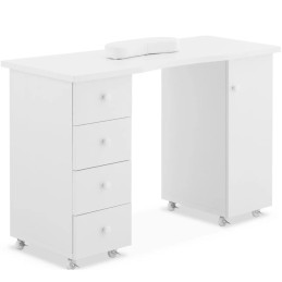 
Stalinis kosmetinis manikiūro stalas su stalčiais ir spintele ant ratukų 119 x 45 x 78 cm baltas
