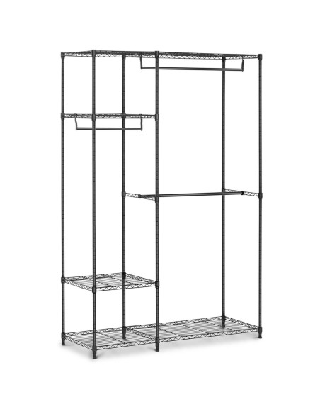 Vielinė kabykla drabužiams rūbinei 4 lentynos 3 pakabos 120 x 45 x 179,5 cm iki 270 kg Vielinė kabykla drabužiams rūbinei 4 lentynos 3 pakabos 120 x 45 x 179,5 cm iki 270 kg
