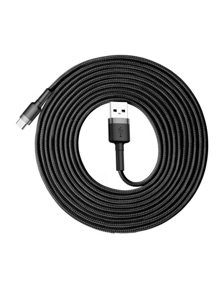 Patvarus nailoninis USB laidas USB-C 2A 3M juodai pilkas