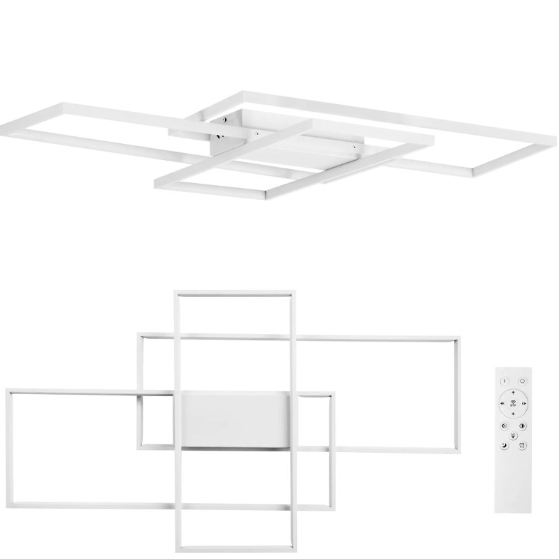 
Modernus LED lubinis šviestuvas su nuotolinio valdymo pulteliu – 3 stačiakampiai
