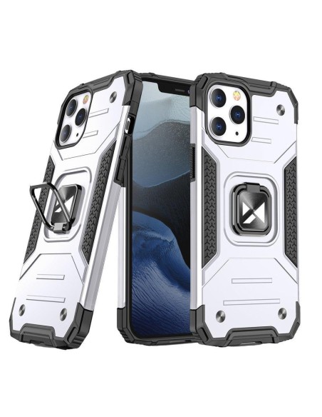 
Šarvuotas dėklas iPhone 14 Pro, magnetinis laikiklis Ring Armor, sidabrinis
