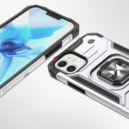 
Šarvuotas dėklas iPhone 14, magnetinis laikiklis Ring Armor, sidabrinis
