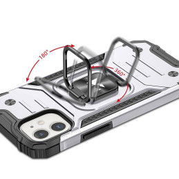
Šarvuotas dėklas iPhone 14, magnetinis laikiklis Ring Armor, sidabrinis
