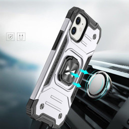 
Šarvuotas dėklas iPhone 14, magnetinis laikiklis Ring Armor, sidabrinis
