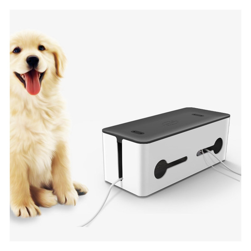 Kabelių tvarkyklės dėžutės konteineris L bėgiams juodai baltas