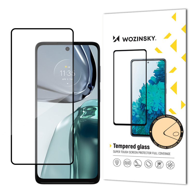 
Patvarus 9H viso ekrano grūdintas stiklas, skirtas Motorola Moto G62 su dėklu draugišku juodu rėmeliu
