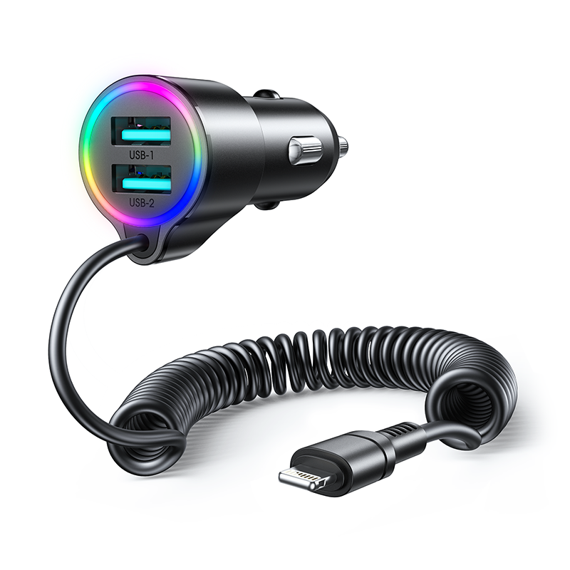 3in1 Greitas automobilinis įkroviklis su Lightning laidu iPhone 1.5m 17W juodas 3in1 Greitas automobilinis įkroviklis su Lightning laidu iPhone 1.5m 17W juodas