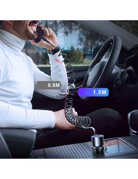 3in1 Greitas automobilinis įkroviklis su Lightning laidu iPhone 1.5m 17W juodas