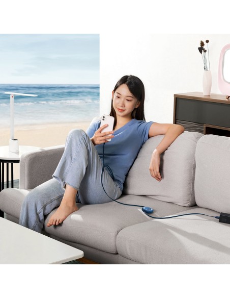 Ištraukiamas laidas 3in1 USB-C microUSB + iPhone Lightning + USB-C 3.5A 1.1m mėlynas Ištraukiamas laidas 3in1 USB-C microUSB + iPhone Lightning + USB-C 3.5A 1.1m mėlynas