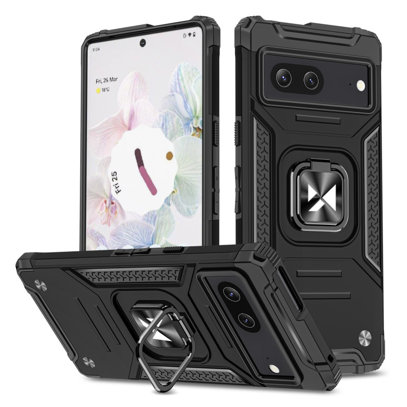 
Šarvuotas dėklas, skirtas Google Pixel 7, Ring Armor magnetinis laikiklis, juodas
