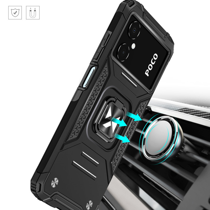 Šarvuotas dėklas, skirtas Google Pixel 7, Ring Armor magnetinis laikiklis, juodas