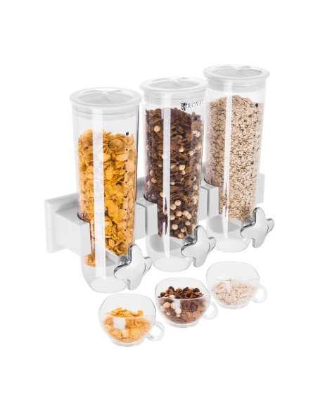 Dozatorius biriems produktams, musli dribsniams ir riešutams bei džiovintiems vaisiams, montuojamas ant sienos, 3 x 1,5 l Dozatorius biriems produktams, musli dribsniams ir riešutams bei džiovintiems vaisiams, montuojamas ant sienos, 3 x 1,5 l