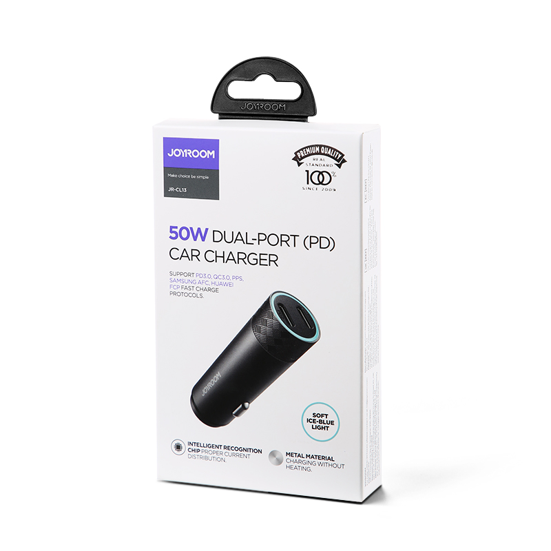 Automobilinis įkroviklis 2x USB-C 50W PD QC PPS...