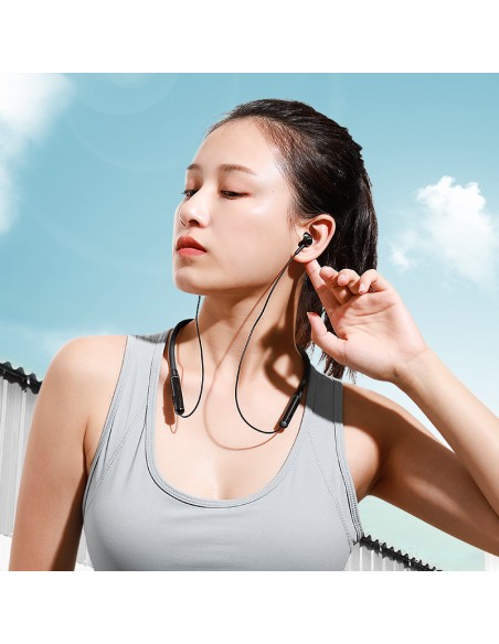 Sportinės ausinės bėgikams belaidė bluetooth kaklo juosta juoda Sportinės ausinės bėgikams belaidė bluetooth kaklo juosta juoda