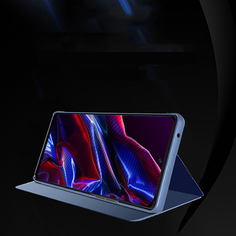 Blizgus atverčiamas dėklas, skirtas Xiaomi 13 Lite Clear View Case, juodas