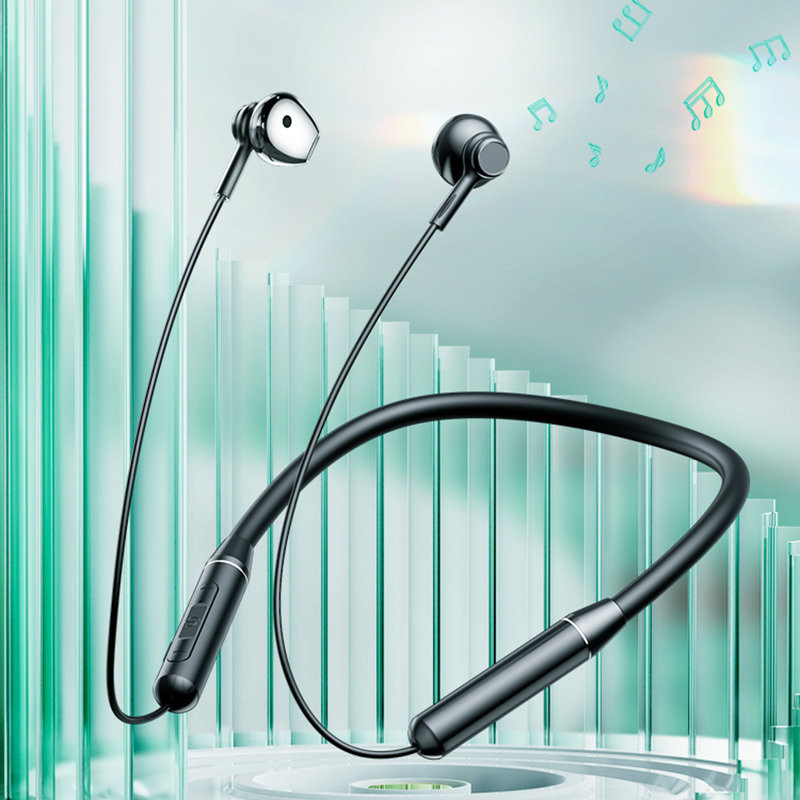Sportinės ausinės bėgikams belaidė bluetooth kaklo juosta juoda