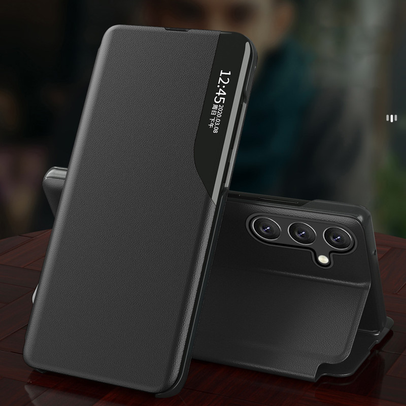 Dėklas su atvartu ir stovu Xiaomi 13 Lite Eco Leather, juodas