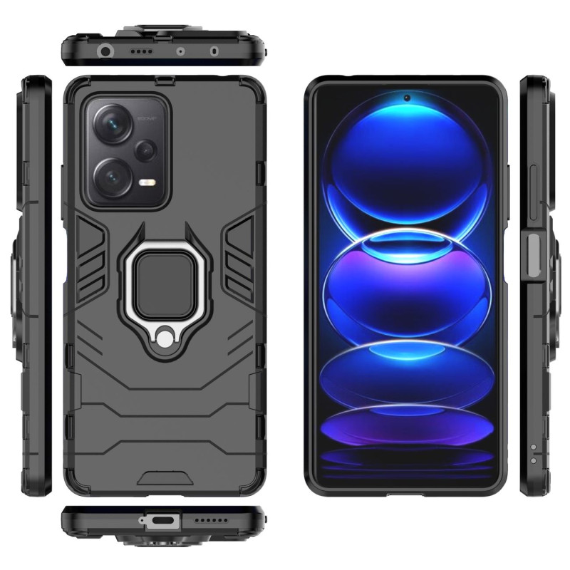 Šarvuotas dėklas Xiaomi Redmi Note 12 Pro+ Ring Armor magnetiniam laikikliui, juodas